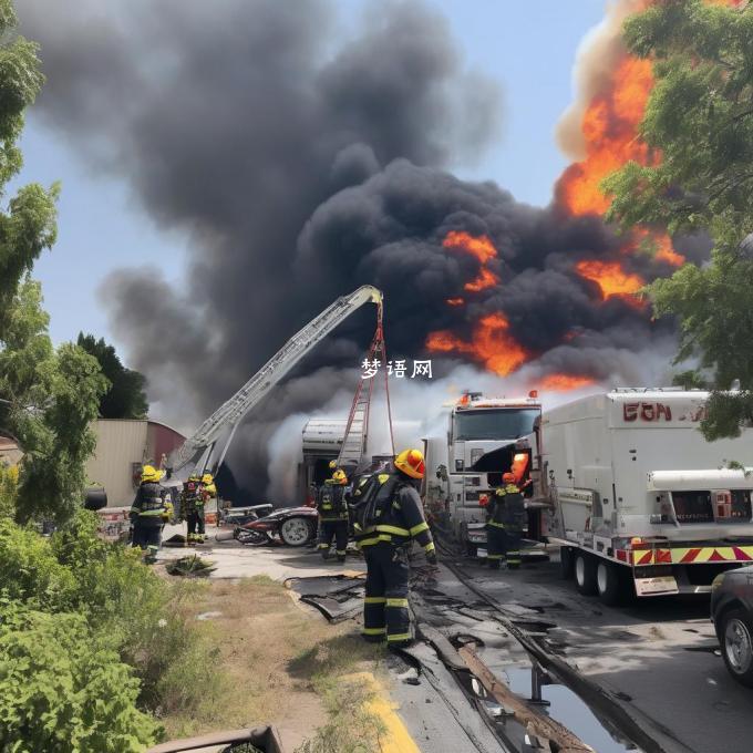 在没有消防员的情况下应该如何处理起重机上的油桶意外着火的事件呢？
